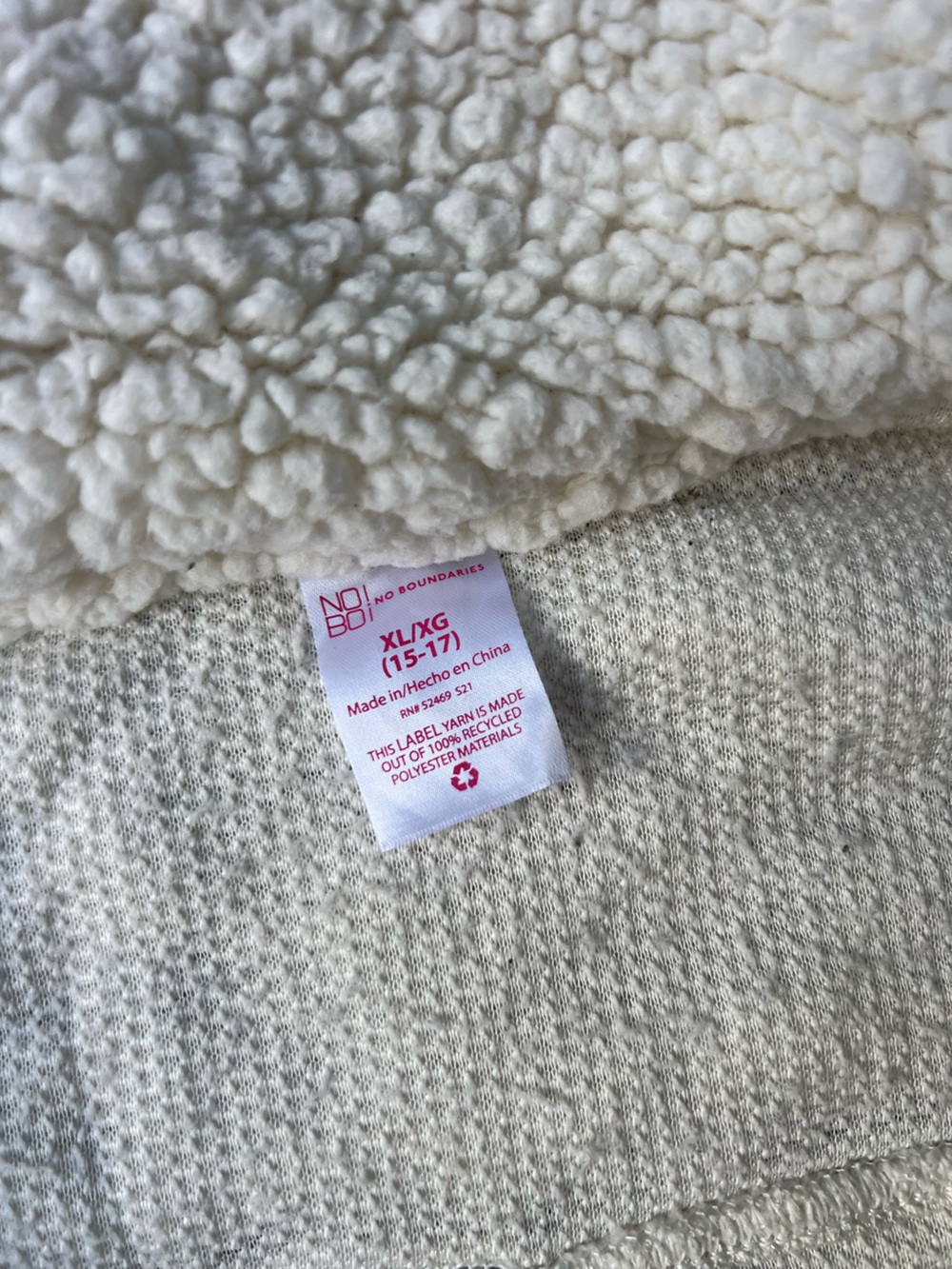 No Boundaries Cream Sherpa Button-Up Jacket Shirt - Picture 4 of 6